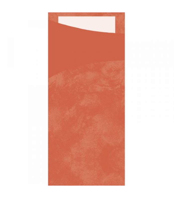 Duni Sacchetto 8,5 x 19 cm - mandarinkové s bielou servítkou