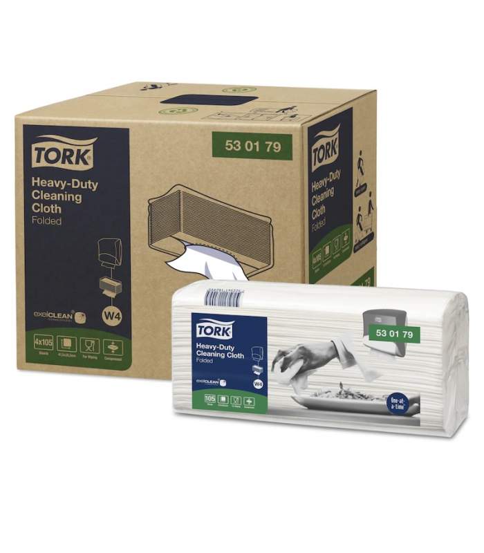 Tork Heavy-Duty priemyselná čistiaca utierka z netkanej textilie, biela skladaná 105 ks (W4)